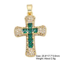 Classic Style Cross 18k Gold Plated Zircon Copper Wholesale Jewelry Accessories sku image 11
