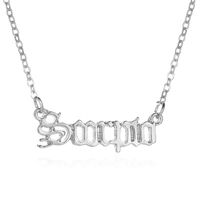 New Hot Selling Jewelry Personality Creative Twelve Constellation Necklace Retro English Alphabet Pendant Clavicle Chain sku image 20