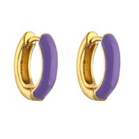 1 Pair Elegant C Shape Enamel Copper 18k Gold Plated Earrings main image 3