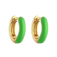 1 Pair Elegant C Shape Enamel Copper 18k Gold Plated Earrings main image 9