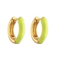 1 Pair Elegant C Shape Enamel Copper 18k Gold Plated Earrings main image 4