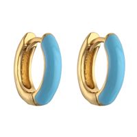 1 Pair Elegant C Shape Enamel Copper 18k Gold Plated Earrings main image 10