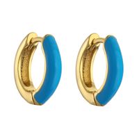 1 Pair Elegant C Shape Enamel Copper 18k Gold Plated Earrings main image 8