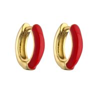 1 Pair Elegant C Shape Enamel Copper 18k Gold Plated Earrings main image 5