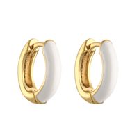 1 Pair Elegant C Shape Enamel Copper 18k Gold Plated Earrings main image 7