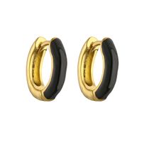1 Pair Elegant C Shape Enamel Copper 18k Gold Plated Earrings main image 6