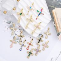 Classic Style Cross 18k Gold Plated Zircon Copper Wholesale Jewelry Accessories main image 1