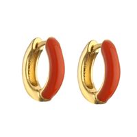 1 Pair Elegant C Shape Enamel Copper 18k Gold Plated Earrings sku image 1