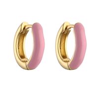 1 Pair Elegant C Shape Enamel Copper 18k Gold Plated Earrings sku image 5
