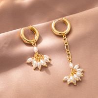 1 Pair Simple Style Solid Color Asymmetrical Inlay Copper Pearl Drop Earrings sku image 1