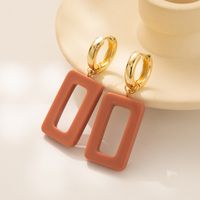 1 Pair Simple Style Square Plating Resin Copper Gold Plated Drop Earrings main image 7