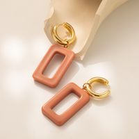 1 Pair Simple Style Square Plating Resin Copper Gold Plated Drop Earrings main image 3