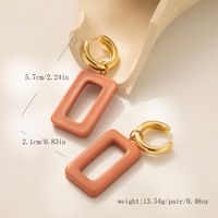 1 Pair Simple Style Square Plating Resin Copper Gold Plated Drop Earrings main image 2