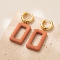 1 Pair Simple Style Square Plating Resin Copper Gold Plated Drop Earrings main image 8