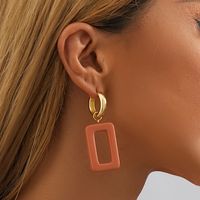 1 Pair Simple Style Square Plating Resin Copper Gold Plated Drop Earrings main image 5