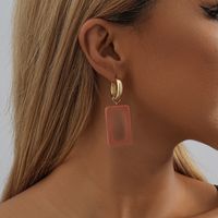 1 Pair Simple Style Square Plating Resin Copper Gold Plated Drop Earrings main image 4
