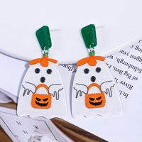 1 Pair Cartoon Style Cute Funny Pumpkin Printing Arylic Drop Earrings main image 8