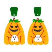 1 Pair Cartoon Style Cute Funny Pumpkin Printing Arylic Drop Earrings sku image 2