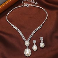 Elegant Wedding Bridal Solid Color Flower Alloy Inlay Artificial Pearls Artificial Diamond Women's Jewelry Set main image 3
