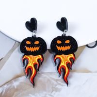1 Pair Cartoon Style Cute Funny Pumpkin Printing Arylic Drop Earrings main image 2
