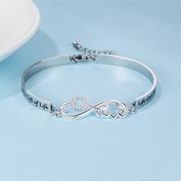 Casual Simple Style Classic Style Letter Infinity Stainless Steel Titanium Steel Polishing Hollow Out Inlay Zircon Bangle main image 2