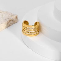 304 Stainless Steel 18K Gold Plated Casual Nordic Style French Style Plating Solid Color Open Rings main image 4
