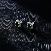 1 Pair Hip-Hop Streetwear Square Plating Inlay Copper Zircon Ear Studs main image 5