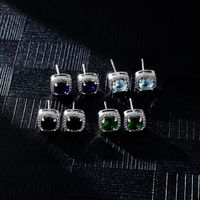 1 Pair Hip-Hop Streetwear Square Plating Inlay Copper Zircon Ear Studs main image 7