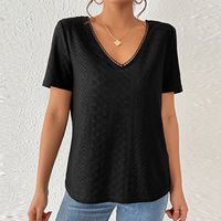 Women's T-shirt Short Sleeve T-shirts Lace Elegant Simple Style Solid Color main image 4