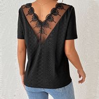 Women's T-shirt Short Sleeve T-shirts Lace Elegant Simple Style Solid Color main image 2