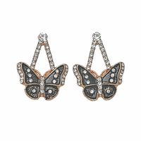 1 Pair Elegant Lady Butterfly Inlay Alloy Rhinestones Gold Plated Ear Studs main image 5