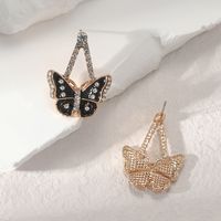 1 Pair Elegant Lady Butterfly Inlay Alloy Rhinestones Gold Plated Ear Studs main image 3