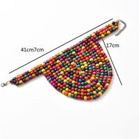Wholesale Jewelry Lady Queen Sexy Colorful Wood Iron Beaded Braid Double Layer Necklaces main image 3