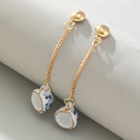 1 Pair Chinoiserie Color Block Plating Ceramics Gold Plated Drop Earrings sku image 2