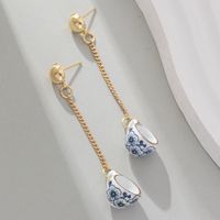 1 Pair Chinoiserie Color Block Plating Ceramics Gold Plated Drop Earrings main image 4