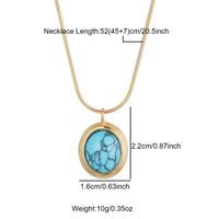 Commute Oval Stainless Steel 18k Gold Plated Turquoise Pendant Necklace In Bulk main image 3