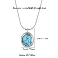 Commute Oval Stainless Steel 18k Gold Plated Turquoise Pendant Necklace In Bulk sku image 1