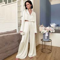 Daily Women's Casual Solid Color Polyester Button Ruched Pants Sets Pants Sets main image 1