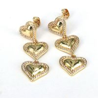 1 Pair Vintage Style Simple Style Heart Shape Plating Inlay Copper Zircon Gold Plated Drop Earrings sku image 1