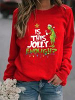 Women's Hoodie Long Sleeve Hoodies & Sweatshirts Printing Christmas Letter main image 6