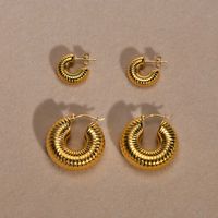 Mode Rond Acier Au Titane Placage Boucles D'oreilles Cerceau 1 Paire main image 1