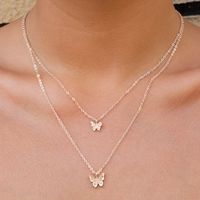 Elegant Leaves Butterfly Alloy Inlay Zircon Women's Necklace main image 8