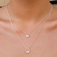 Elegant Leaves Butterfly Alloy Inlay Zircon Women's Necklace sku image 4