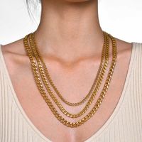 201 Stainless Steel 304 Stainless Steel Gold Plated Simple Style Plating Solid Color Necklace main image 1