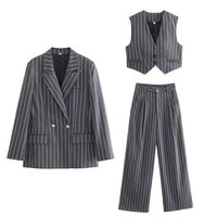 Women's Long Sleeve Blazers Pocket Business Stripe main image 6