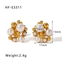 1 Pair Classic Style U Shape Crown Butterfly Plating Inlay Stainless Steel Artificial Pearls Rhinestones Zircon 18K Gold Plated Earrings sku image 2