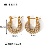 1 Pair Classic Style U Shape Crown Butterfly Plating Inlay Stainless Steel Artificial Pearls Rhinestones Zircon 18K Gold Plated Earrings sku image 9