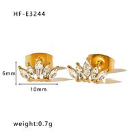 1 Pair Classic Style U Shape Crown Butterfly Plating Inlay Stainless Steel Artificial Pearls Rhinestones Zircon 18K Gold Plated Earrings sku image 4