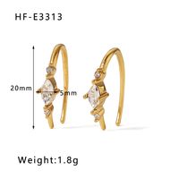 1 Pair Classic Style U Shape Crown Butterfly Plating Inlay Stainless Steel Artificial Pearls Rhinestones Zircon 18K Gold Plated Earrings sku image 3