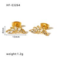 1 Pair Classic Style U Shape Crown Butterfly Plating Inlay Stainless Steel Artificial Pearls Rhinestones Zircon 18K Gold Plated Earrings sku image 5